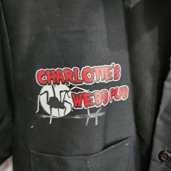 "Charlotte's Webb Pub" Wauchula, FL Black Mechanics Short Sleeve Work Shirt Sz S - Picture 8 of 10